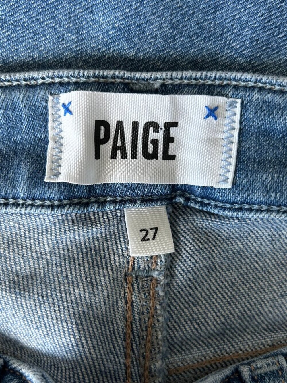 PAIGE Cindy High Rise Straight Jeans Women Size 27 Light Wash Raw Hem - Picture 8 of 12